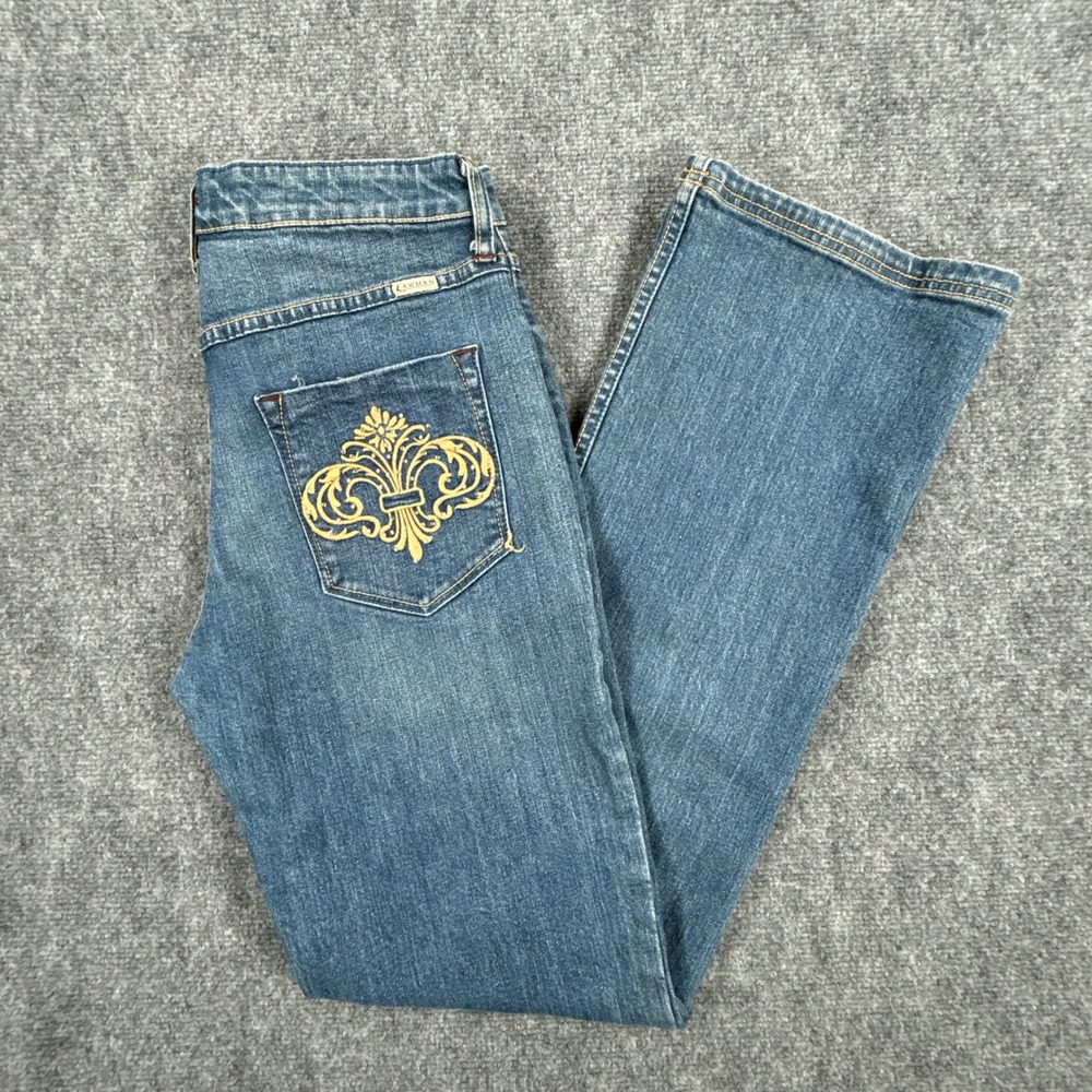Lawman Womens 11/12 Western Bootcut Medium Wash Embroidered Rhinestone Jeans